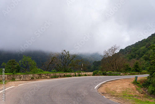 beautiful mountain road in karnataka india.