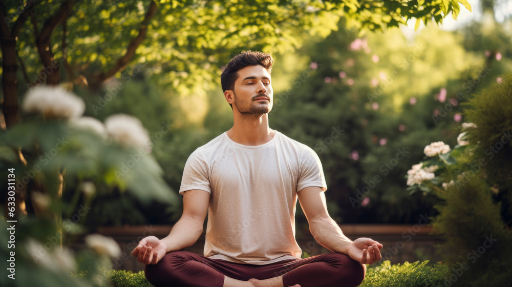 man sitting in the park in meditation posing, natural lighting, lifestyle, peace, healing man sitting in the park in meditation posing, natural lighting, lifestyle, peace, healing