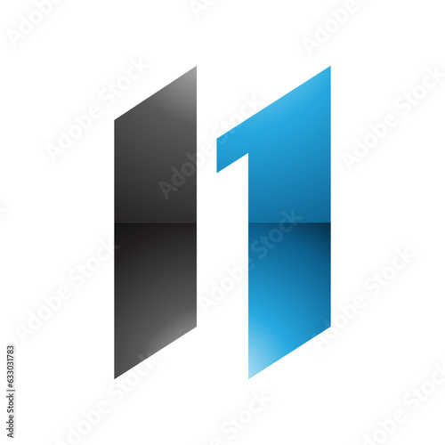 Free Download Blue and Black Glossy Letter N Icon with Parallelograms - GFXLoad