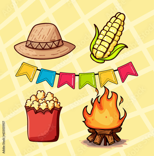 Vector set festa junina sao joao collection - mes junino
