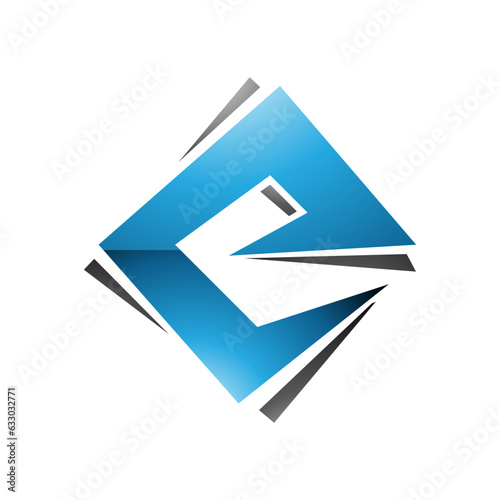 Free Download Blue and Black Glossy Square Diamond Letter E Icon - GFXLoad
