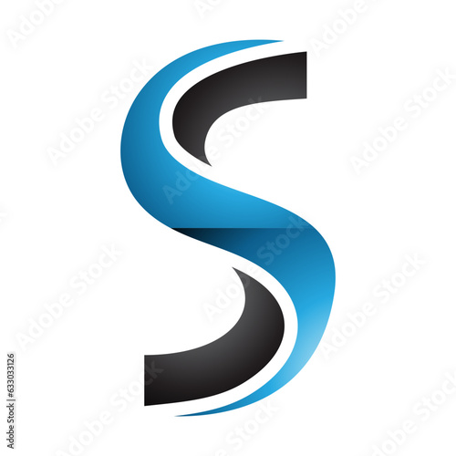 Blue and Black Glossy Twisted Shaped Letter S Icon
