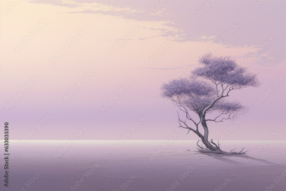 Obraz premium Purple fabulous minimalist landscape.