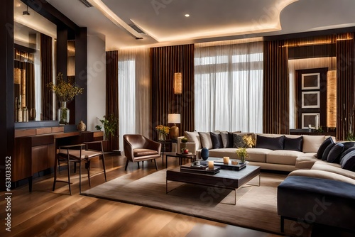 modern living room, luxury lifestyle, indoor interior - Generative AI © MuhammadTalha