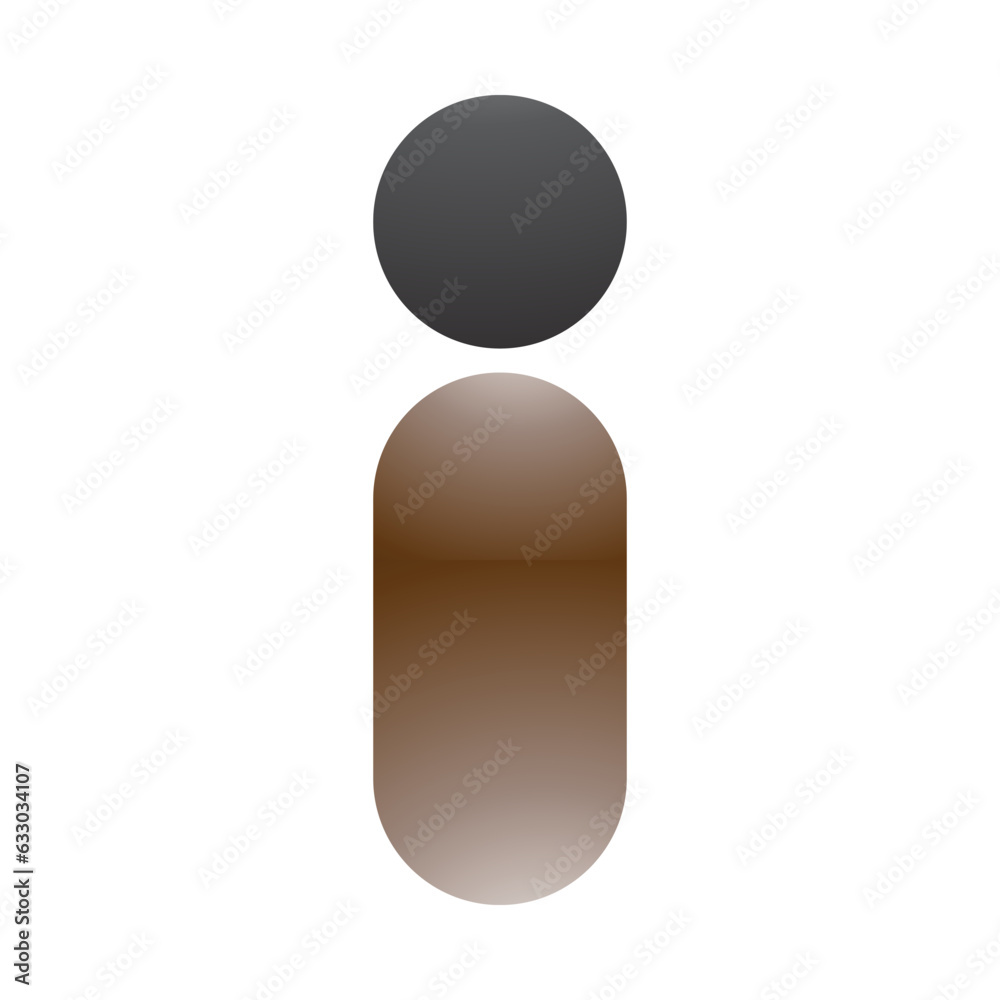 Brown and Black Glossy Abstract Round Person Shaped Letter I Icon Brown and Black Glossy Abstract Round Person Shaped Letter I Icon