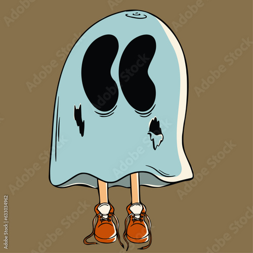 Cartoon ghost with sneakers photo