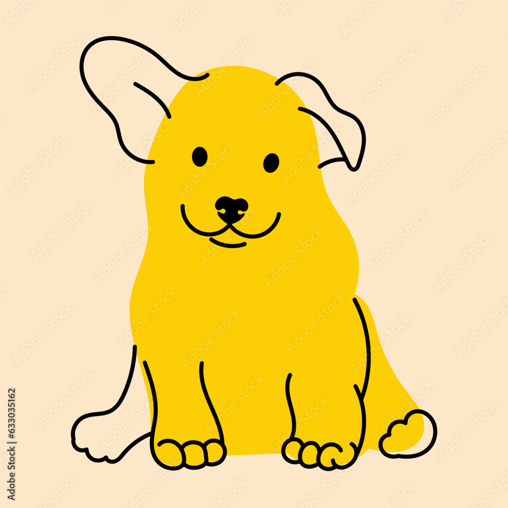 Yellow, fancy dog, puppy. Avatar, badge, poster, logo templates, print. Vector illustration in flat cartoon style Yellow, fancy dog, puppy. Avatar, badge, poster, logo templates, print. Vector illustration in flat cartoon style