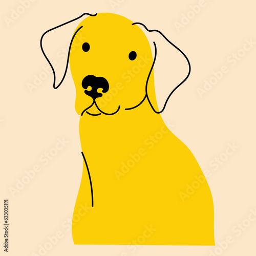 Yellow, fancy dog, puppy. Avatar, badge, poster, logo templates, print. Vector illustration in flat cartoon style