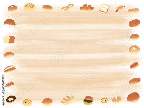 いろいろなパンのイラストのフレーム
