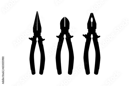 collection pliers silhouette , vector clipart on a white background. photo