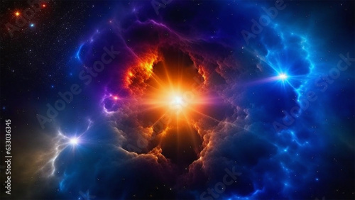  Space galaxy colorful supernova star background, universe magic starry sky, gas cloud in deep outer cosmos. photo