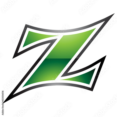 Green and Black Glossy Arc Shaped Letter Z Icon