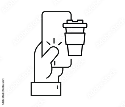 Online coffee order icon. online market.
Online coffee shop.