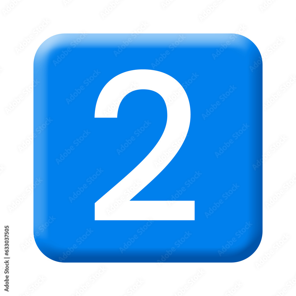 blue number 2 icon template transparent rectangle shape 3d blue number 2 icon template transparent rectangle shape 3d