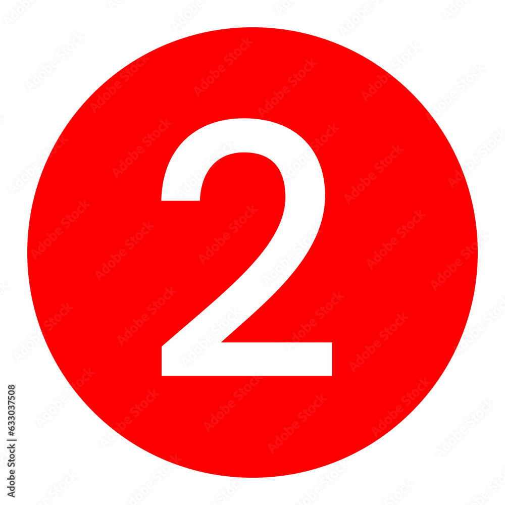 red number 2 icon template transparent red circle number