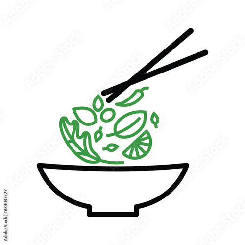 Healthy and hearty vegan food. Vegan salad icon.
