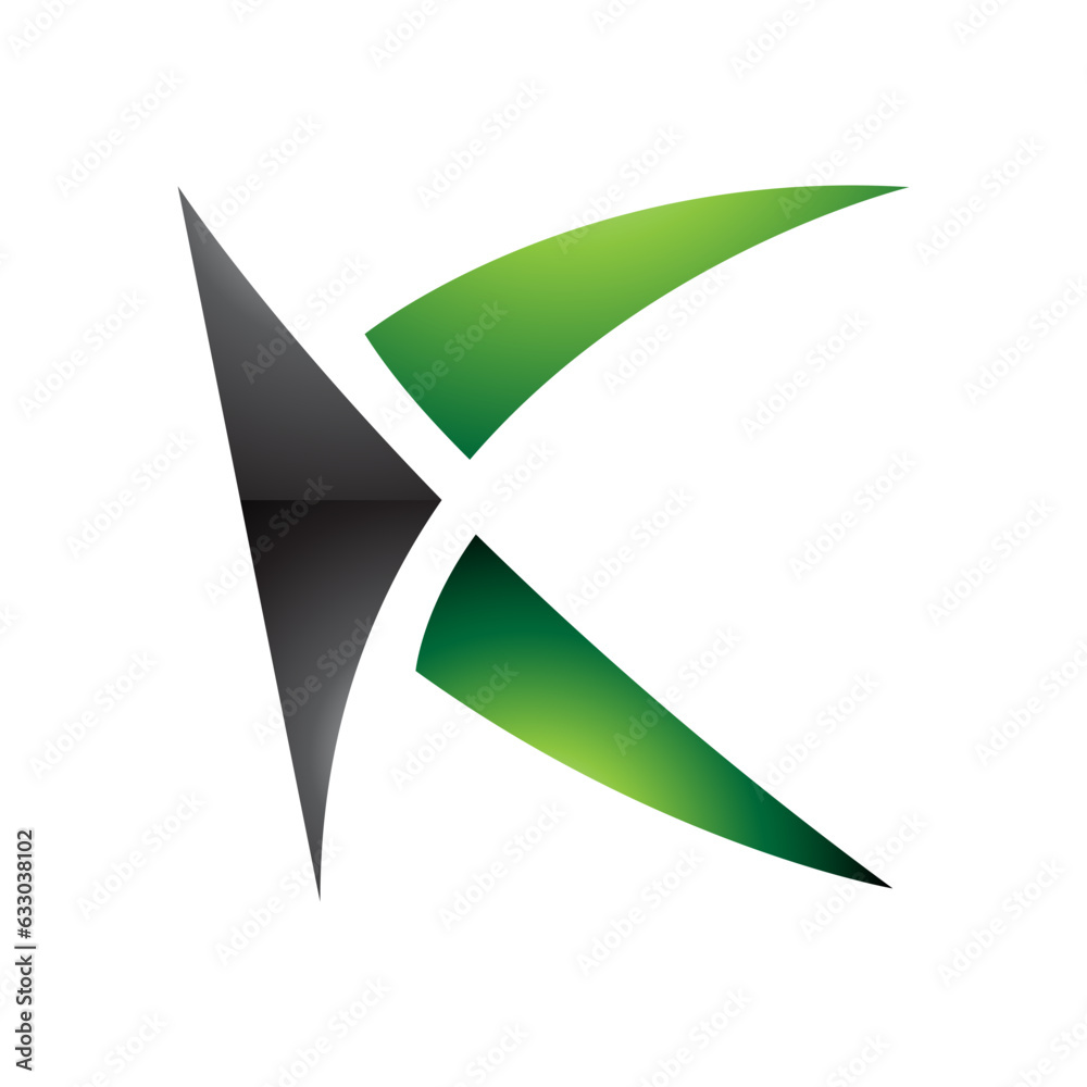 Green and Black Glossy Spiky Letter K Icon Green and Black Glossy Spiky Letter K Icon