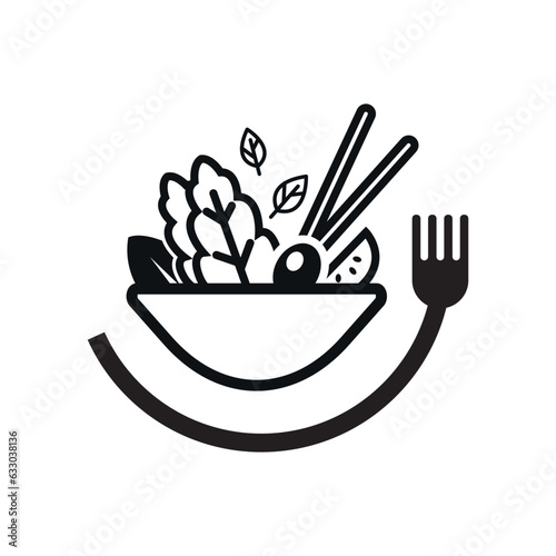 Healthy and hearty vegan food. Vegan salad icon.
