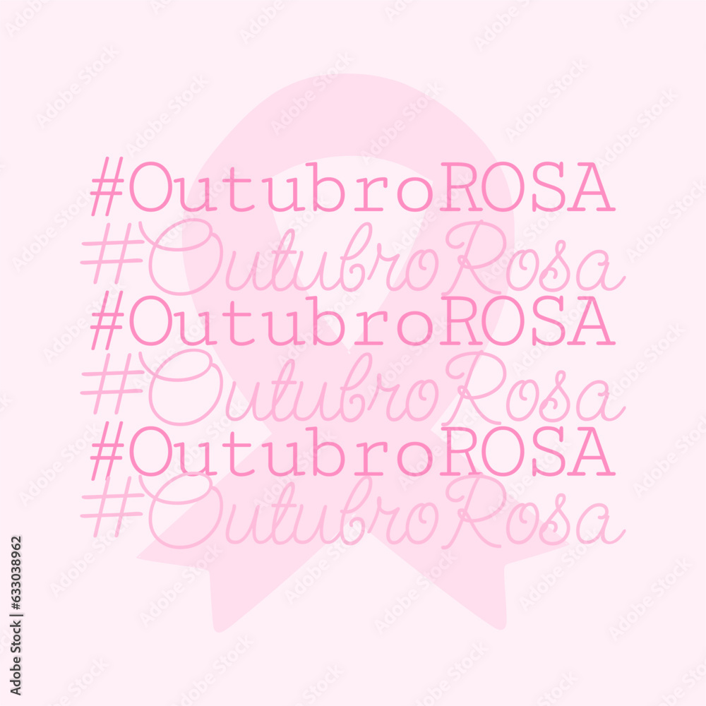 Banner in portuguese for composition october pink breast cancer prevention brazil