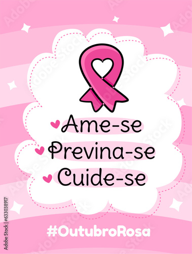 Banner in portuguese for composition october pink breast cancer prevention brazil