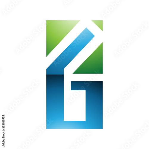 Free Download Green and Blue Glossy Rectangular Letter G or Number 6 Icon - GFXLoad