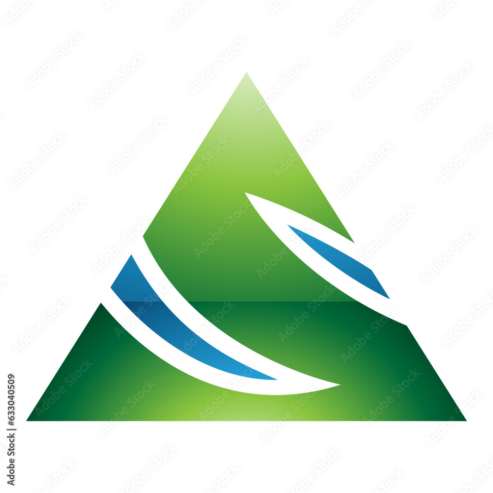 Green and Blue Glossy Triangle Shaped Letter S Icon Green and Blue Glossy Triangle Shaped Letter S Icon