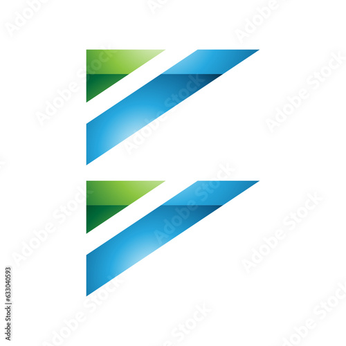 Free Download Green and Blue Glossy Triangular Flag Shaped Letter B Icon - GFXLoad