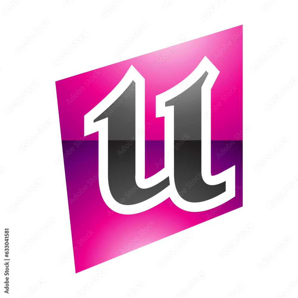 Magenta and Black Glossy Distorted Square Shaped Letter U Icon Magenta and Black Glossy Distorted Square Shaped Letter U Icon