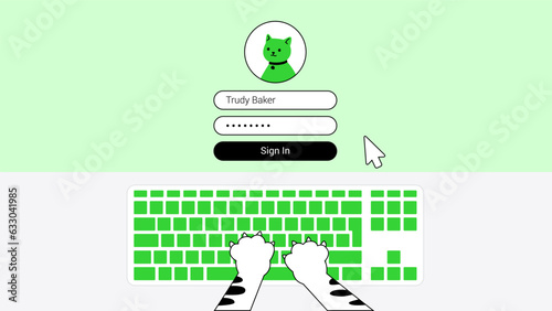 Cat Paws Typing on Keyboard
