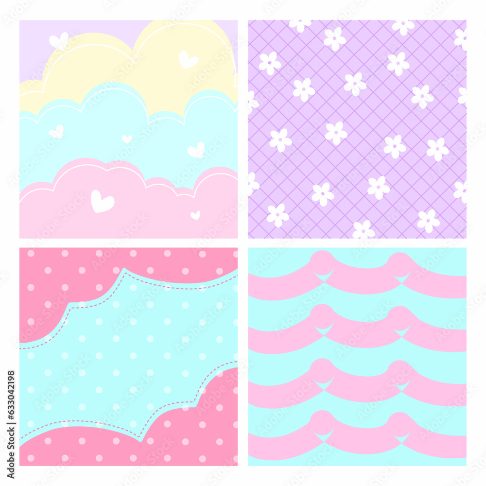 Cute set of backgrounds - pattern illustration Cute set of backgrounds - pattern illustration