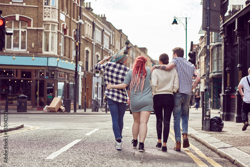 Teenage friends walking together