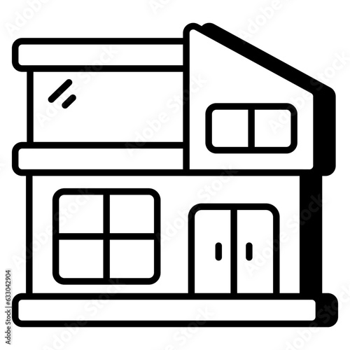 Editable design icon of bungalow