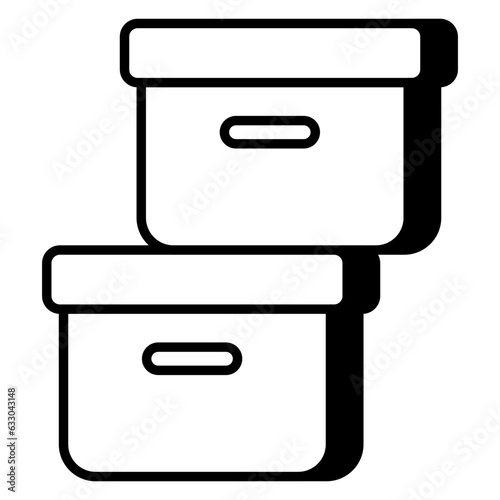Conceptual linear design icon of boxes