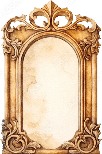 Vintage wooden frame illustration created with Generative AI technology