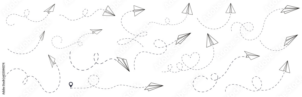 Vector set of hand drawn doodle paper airplane Stock Vector | Adobe Stock