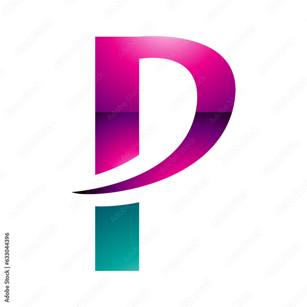 Magenta and Green Glossy Letter P Icon with a Pointy Tip Magenta and Green Glossy Letter P Icon with a Pointy Tip