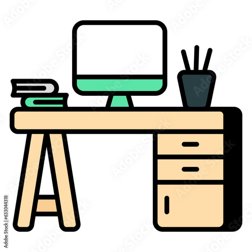 Premium download icon of computer table