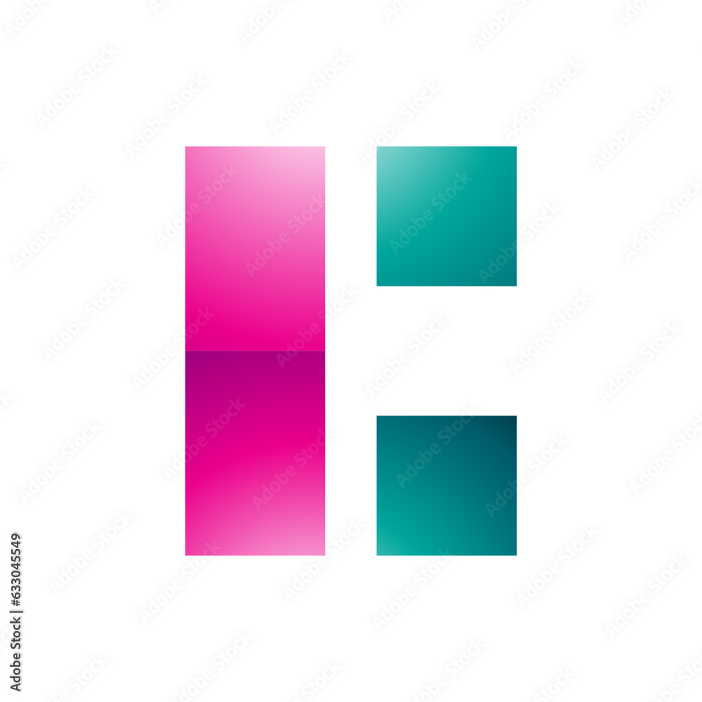 Magenta and Green Rectangular Glossy Letter C Icon