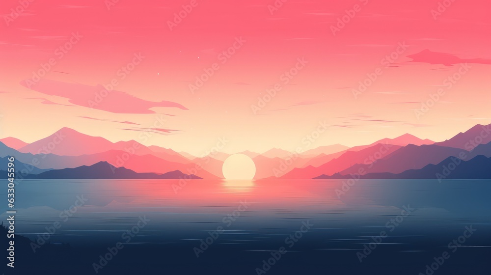 sunset in the mountains. Generative AI
