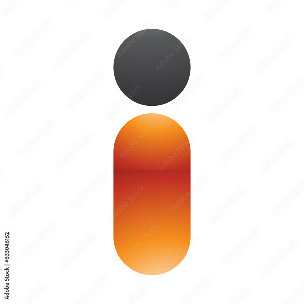 Orange and Black Glossy Abstract Round Person Shaped Letter I Icon Orange and Black Glossy Abstract Round Person Shaped Letter I Icon