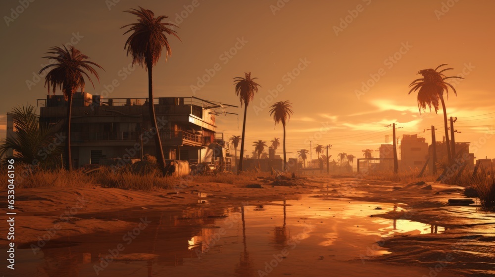 Fototapeta premium sunset at the beach. Generative AI