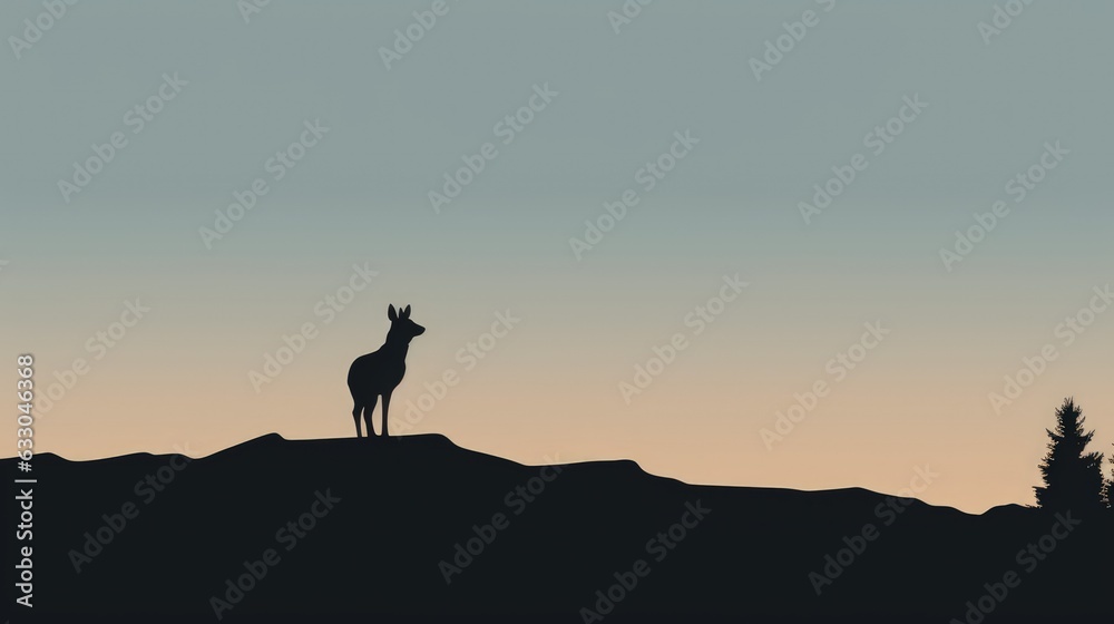 silhouette of an animal on the top of a hill. Generative AI