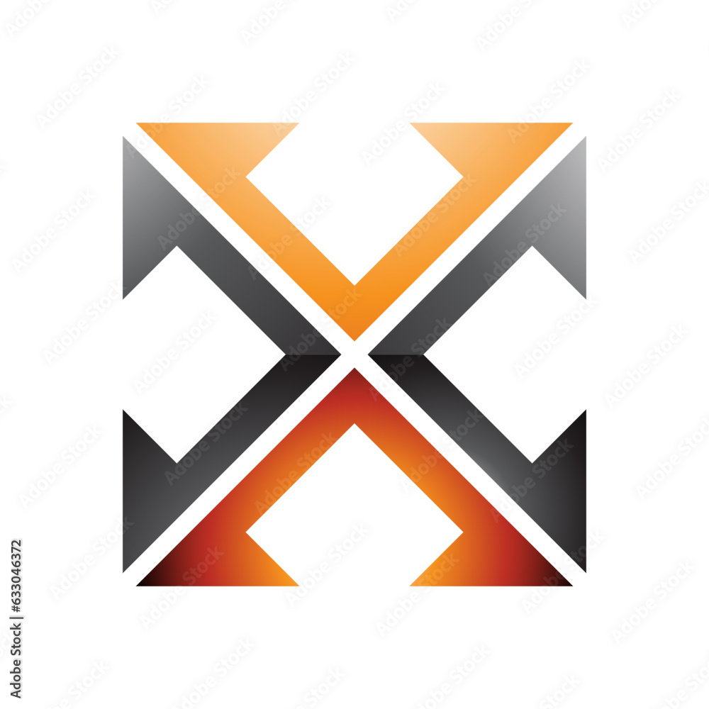 Orange and Black Glossy Arrow Square Shaped Letter X Icon Orange and Black Glossy Arrow Square Shaped Letter X Icon
