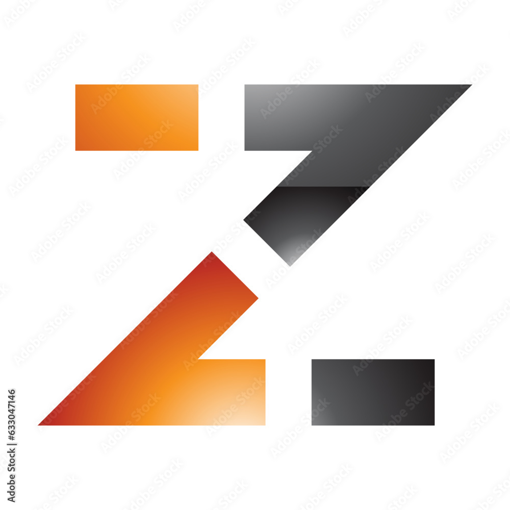 Orange and Black Glossy Dotted Line Shaped Letter Z Icon Orange and Black Glossy Dotted Line Shaped Letter Z Icon