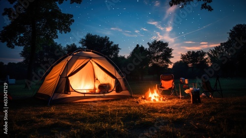 tent in the night. Generative AI