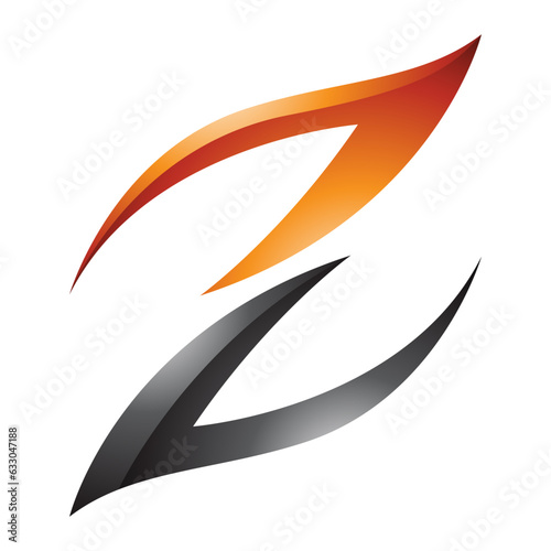 Orange and Black Glossy Fire Shaped Letter Z Icon