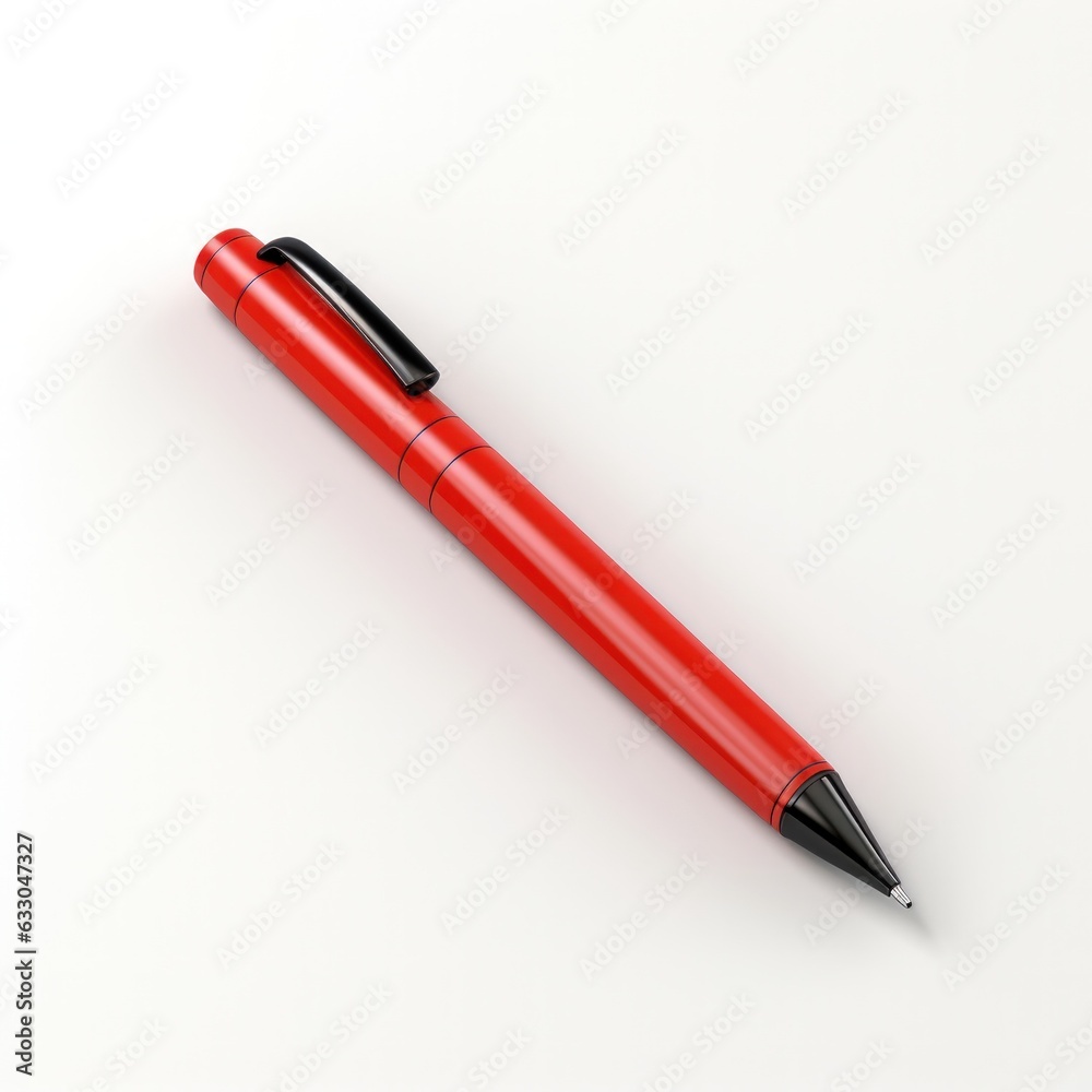 red pen on white background. Generative AI red pen on white background. Generative AI