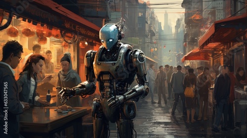 robot in the city. Generative AI