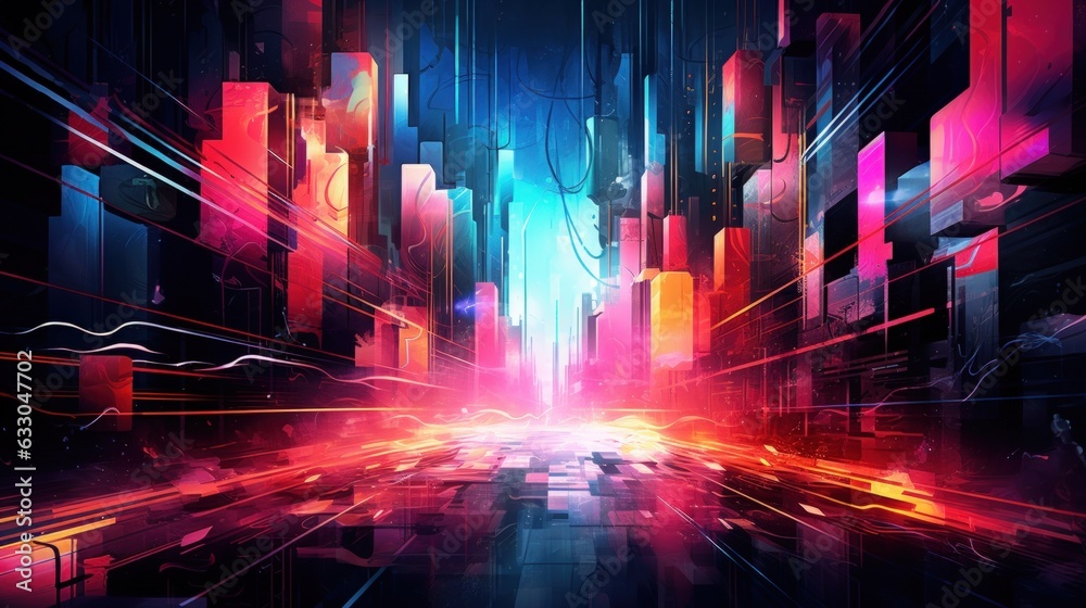 Obraz premium lights of fractal realms. Generative AI