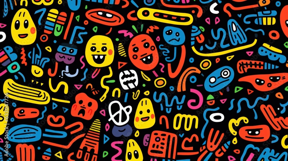 seamless pattern with monsters. Generative AI seamless pattern with monsters. Generative AI